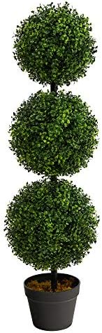 Nearly Natural 36 in Artificial Triple Ball Boxwood Topiary Tree with Pot by NearlyNatural