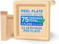 Peel Plate [5-Pack] 75 Servings Total - Large 9.5in X 9.5in Multi-Use Reusable Paper Plates 90% Less Waste For Home or On-The-Go Mealtime & Snacktime by Unknown
