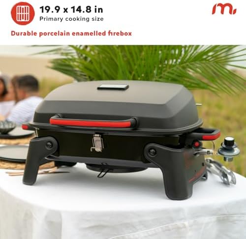 Megamaster Tabletop 1 Burner Gas Grill, Foldable Legs with Warming Rack - Image 5