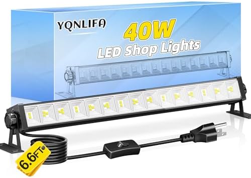 YQNLIFA 5400LM LED Shop Lights, Plug in Workbench Light for Garage by YQNLIFA-BlackLightParty