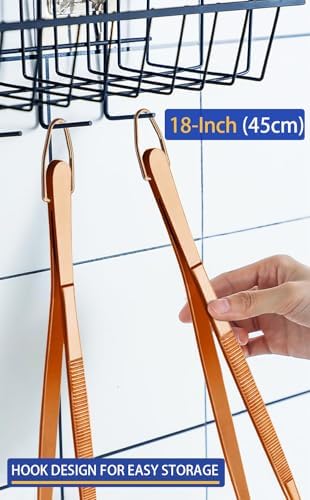 JETKONG 2 Pcs 18 Inch (45cm) Stainless Steel Grill Tongs Heavy Duty Giant Tweezer Tongs, Extra Large Tweezers Tools for Cooking, Grilling, BBQ and Turning Food (Rose Gold) - Image 7