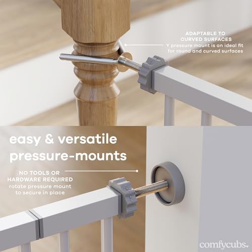Comfy Cubs Baby Safety Gate Adjustable 42"x1.9"x30" White Pet Gate - Image 3