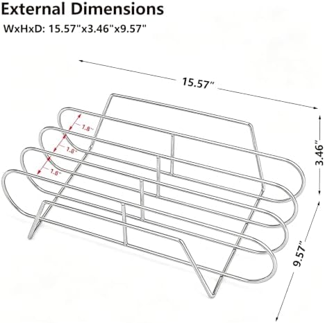 Rib Rack for Smoking –Rib Racks for Grilling and Smoking for 3 Full Racks of Ribs– Fits 18" Smoker, Weber, Kamado, Traeger – BBQ Grill Accessories for Men & Meat Lovers（15", Silver, 2 Pack） - Image 2