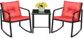 Devoko 3 Pieces Patio Furniture Set Wicker Outdoor Rocking Chair, Red by DEVOKO
