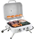Kenmore Portable Propane Gas Grill - Tabletop BBQ Grill with Warming Rack, 2 Stainless Steel Burners with 14,000 BTUs, for Outdoor Kitchen, Camping, Pearl by Kenmore