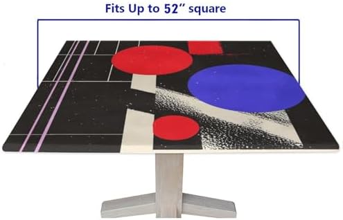 Elastic Outdoor Tablecloth, Modern Minimalism Pattern Printed on Stain Resistant Square Fitted Table Cover Elastic Tablecloth, Use for Weddings Baby Showers Events, Fit for 52" x 52" Square Tables - Image 5