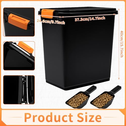 Maxdot 2 Sets 22lb Dry Pellet Storage Bin Pack with Scoops and Labels Grill Accessories Wood Pellet Storage Containers with Flavor Stickers Airtight for Grill Pellets - Image 2