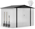 DWVO 7x5 ft Outdoor Storage Shed, Metal Waterproof w/Lockable Door - White by DWVO