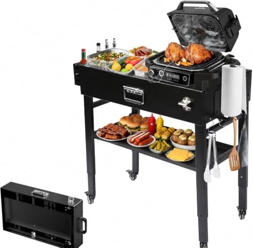 Hisencn Dual-Shelf Foldable Grill Cart for Blackstone&Ninja Woodfire by Hisencn