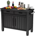 Outdoor Grill Table, Entertainment, and Storage Table with Drawers in Graphite Gray is a Versatile and Stylish Addition to Any Outdoor Space. by Unknown