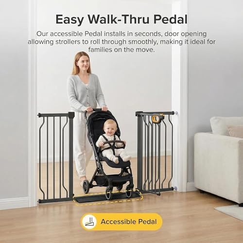 76.4-85.5 Inch Extra Wide Baby Gate Pressure Mounted for Stairs Doorways - Image 5