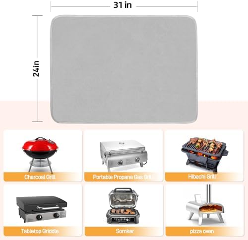 Heat Resistant Mats for Countertop fits Tabletop Grill, 31x24x0.02in, Grey - Image 5