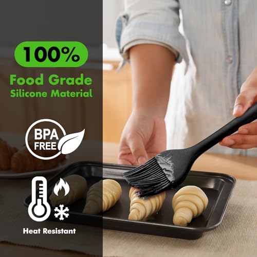 HOTEC 600℉ Heat Resistant Silicone Basting &Pastry Brushes, Black 2 - Image 3