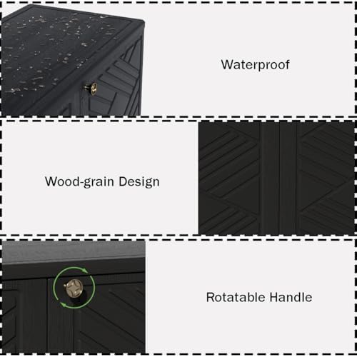 Mrosaa Outdoor/Indoor Storage Box,Resin and Plastic Storage Cabinet Waterproof,Outdoor Cabinet for Patio/Garden/Balcony/Backyard/All Room(with 2 Shelves)-Black - Image 6