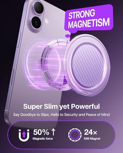 andobil [2026 Ultra-Thin] Magnetic Phone Ring Grip for MagSafe, Purple - Image 3