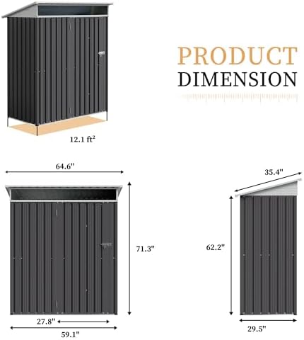 Vongrasig 5x3 FT Outdoor Storage Shed with Window & Lockable Door - Image 3