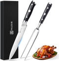 PAUDIN Carving Knife Set, 8 inch German High Carbon Stainless Steel Meat Slicing Knife with 7 inch Turkey Fork, Ergonomic Full Tang G10 Handle, Dishwasher Safe,BBQ Brisket Slicer,Cooking Gifts for Men by PAUDIN