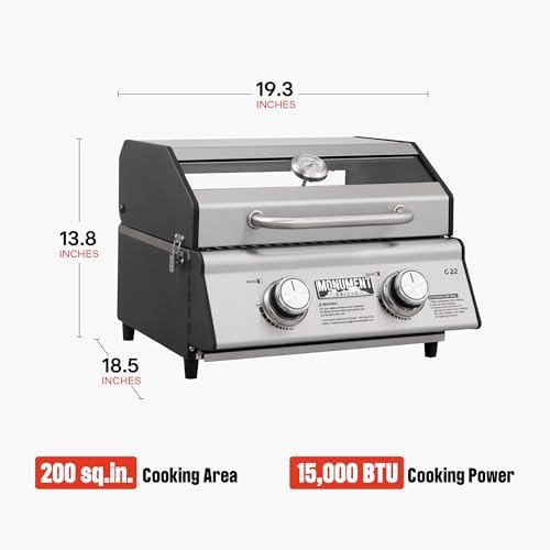 Monument Grills Clearview® 2-Burner Tabletop Propane Gas Grill with 1 Pound Tank Adapter(2 items) - Image 6