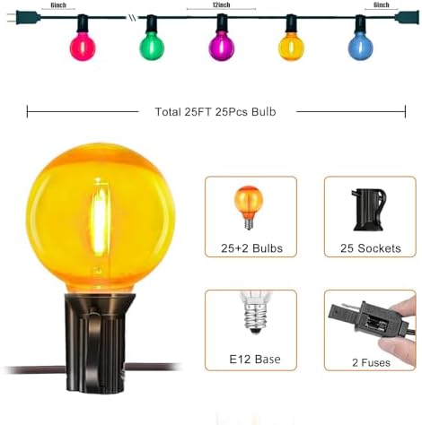 25FT Outdoor String Lights, G40 LED Multicolor Globe, Shatterproof - Image 5