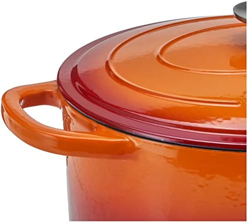 Crock Pot Artisan 7-Quart Oval Enameled Cast Iron Dutch Oven – Sunset Orange, Durable Heavy-Duty Cookware for Slow Cooking, Roasting, Baking with Lid - Image 4
