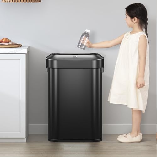 EKO Urban 16 Gallon/60 Liter Open Top Stainless Steel Slim Commercial Trash Can, Tall Kitchen Trash Bin, Heavy-Duty Commercial Grade Large Garbage Bin for Home, Office, Hotel, Restaurant, Matte Black - Image 2