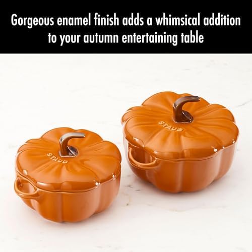 Staub Ceramic 16-oz Petite Pumpkin Cocotte - Burnt Orange - Image 4