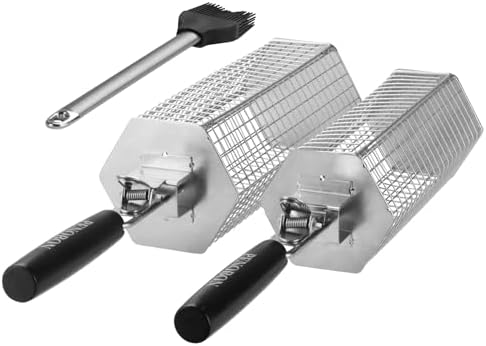 Rolling Grilling Basket, 2 PCS 304 Stainless Steel BBQ Grill Baskets - Image 4