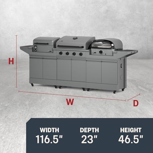 Tytus 3-in-1 Gas Grill 4-Burner, Pellet Smoker, Pizza Oven, 117" - Image 2