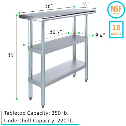 Stainless Steel Work Table with Second Undershelf (14x36) - Image 3