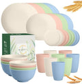 Wrova Wheat Straw Dinnerware Sets 40PCS, Unbreakable Plates and Bowls Sets Service for 8, Microwave and Dishwasher Safe Dish Set, Dinning Plates/Cereal Bowls/Drinking Cups for Kitchen,Camping-Nordic by WROVA