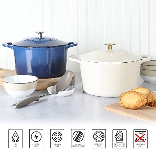 MARTHA STEWART Gatwick 7-Quart Enamel Cast Iron Dutch Oven Pot with Lid – Classic Blue – Durable Heavy-Duty Dutch Oven for Slow Cooking, Braising & Baking - Image 4