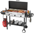 ROVSUN 2-in-1 Propane Stove & 33'' Griddle Combo with Ignition, 3 Burner 225,000 BTU Gas Stove & Grill with Side Shelves, Rolling Wheel & Regulator for Home Outdoor Backyard Camping Cooking Grilling by ROVSUN