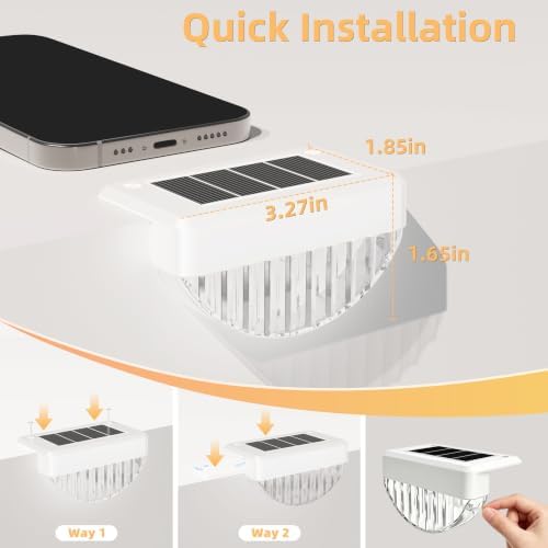VOLISUN 8 Pack Solar Deck Lights Outdoor, Warm White LED Solar Step Lights for Outside, Waterproof Fence Light for Patio, Deck, Stairs, Yard, Pool and Porch (White) - Image 3