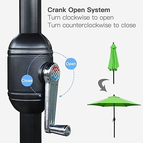 Sunnyglade 7.5' Patio Umbrella Outdoor Tilt Umbrella Crank Grass Green - Image 3