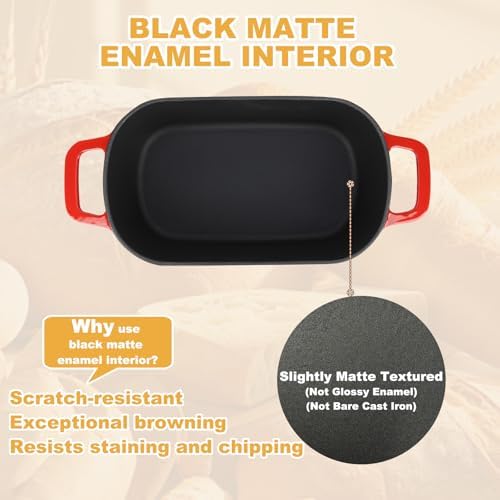 3.6QT Oval Enameled Cast Iron Dutch Oven, Sourdough Bread Baking Pan with Lid - Image 3