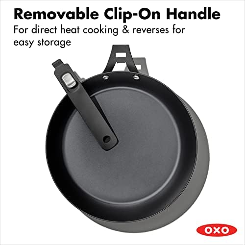 OXO Outdoor Pre-Seasoned Carbon Steel 8" Frying Pan Skillet, Detachable Handle for Easy Storage, Indoor Use, Nonstick with Use, Induction Suitable, Oven & Broiler Safe,Browning, Grill,Sear,Saute,Black - Image 6