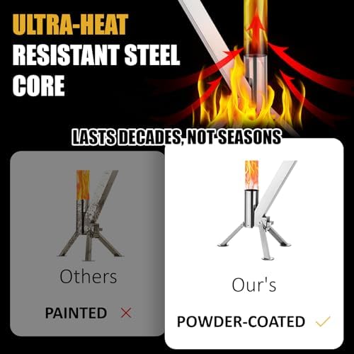 CHARMELEON Stainless Steel Pellet Stove&Wood Pellet Fire Pits for Outside – 51In Wood Pellet Heater–Outdoor Fire Pit for Backyard – Fireplace for Camping Patio Garden Picnic(Glass Tube-39.3In) - Image 3