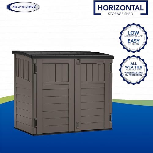 Suncast 34 Cu Ft Horizontal Storage Shed, Resin, Lockable, Stoney Black - Image 3