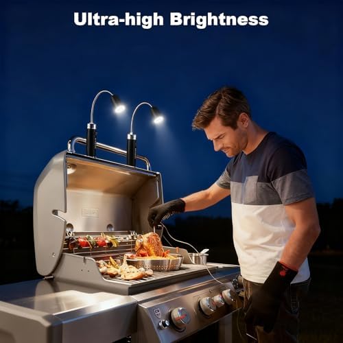 Magnetic Ultra-Bright Barbecue Grill Light with Super Bright LED Lights, Grilling Gifts for Men Dad, Flexible Gooseneck BBQ Light, Smoker Electric Grill Accessories-1 Pair (Black) - Image 4
