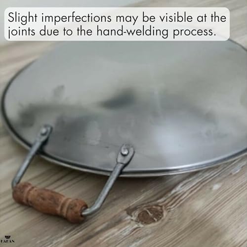 Hakan Stainless Steel Sauté Pan | Frying Pan with Wooden Handles | Barbeque Plate, Wide Shallow Cooking Pan for Stir Fry, Outdoor Cooking BBQ Cookware Pan, Skillet (Large 18.9 in) - Image 5