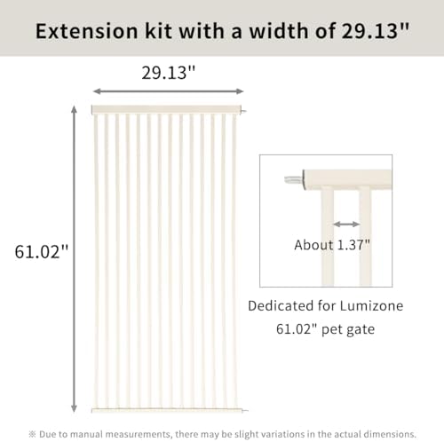 Lumizone 61.02" Extra Tall Pet Gate Extension Kit 29.17" Wide Cream - Image 2