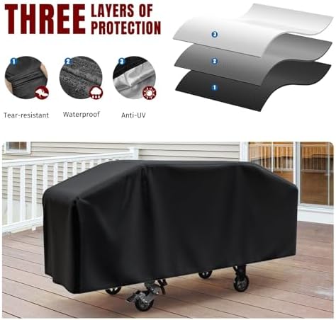SHINESTAR Griddle Cover for Blackstone 36 Inch Griddle Without Hood, Heavy Duty Waterproof Flat Top Gas Grill Cover with Click-Close Straps, UV-Resistant BBQ Cover for More 4-Burner Griddle - Image 4