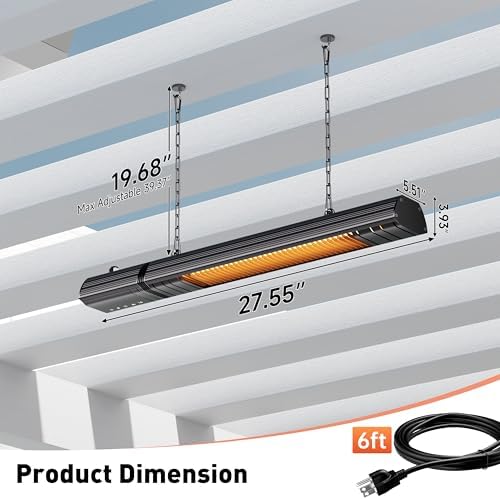 Sundate 1500W Infrared Patio Heater, WiFi App, 9 Heat Levels, 24H Timer - Image 3