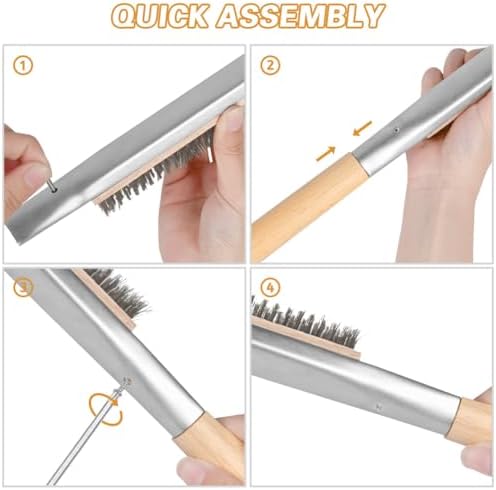 Aolso Pizza Oven Brush, 21" Brush and Stainless Steel Scraper for Pizza Stone, BBQ Grill Cleaning Brush Non Scratch Heat Proof Stainless Steel Bristles with Screwdriver for Pizza Oven Accessories - Image 4