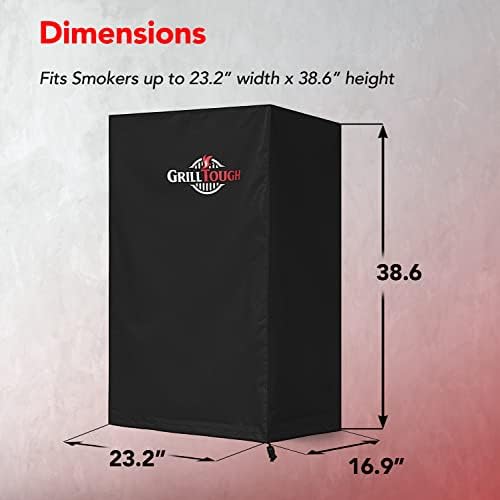 GrillTough Heavy Duty Smoker Cover, Adjustable Straps, 40 Inch Black - Image 5