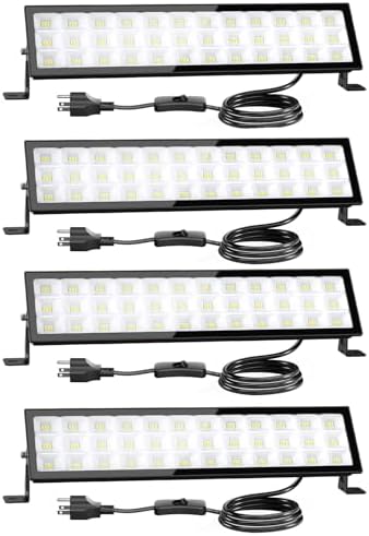 Onforu 4Pack LED Shop Lights,100W 14000lm Plug in Ultra Bright LED Work Lights,6500K Daylight White Garage Light,IP66 Waterproof Lighting for Garage Warehouses Workshop by Onforu