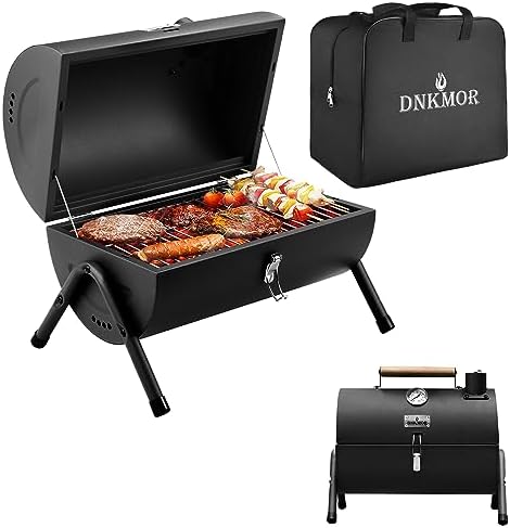 Charcoal Grill for Outdoor BBQ Smoker Portable Tabletop BBQ Grill,Black by DNKMOR