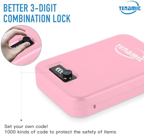 TENAMIC Pistol Safe, Portable Travel Gun Safe, Solid Steel Handgun Lock Box for Home, Gun Safes for Car, Pink - Image 4