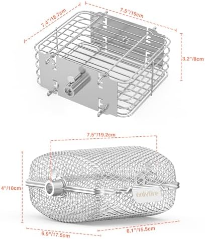 onlyfire Stainless Steel Rotisserie Basket Set BBQ Grilling Baskets, 2pcs - Image 2