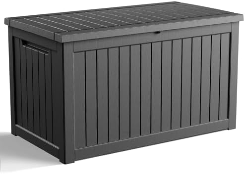 280 Gallon Waterproof Outdoor Storage Box, UV Resistant Resin Deck Box with Hydraulic Rod for Reinforced Stability, Perfect for Patio, Garden, and Pool（Black，280 Gallon） by KFY